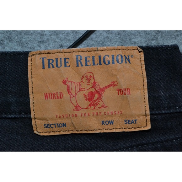 True‎ Religion Jeans Mens 30 Black Rocco Flap Relaxed Skinny Fit 30x31 Denim - Picture 7 of 16